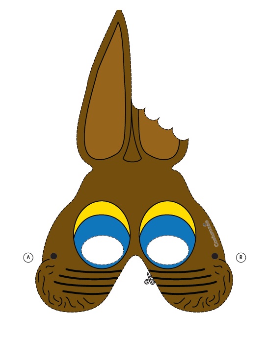 çocuklar için hazır kağıttan Tavşan maskesi şablonu